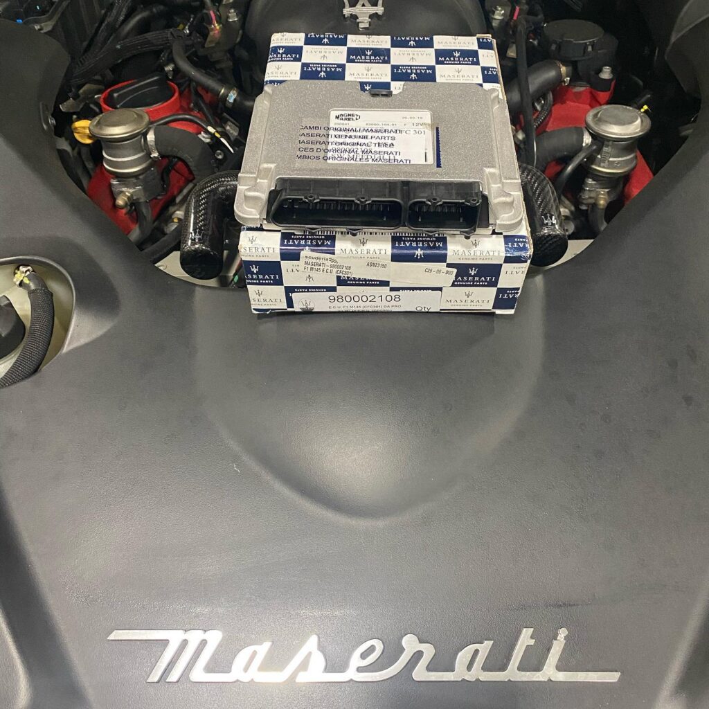 NCR Trans Control Module on M145 GranCabrio and GranTurismo by Maserati.  This is a genuine Maserati NCR from dealer and using diagnostics to replace.